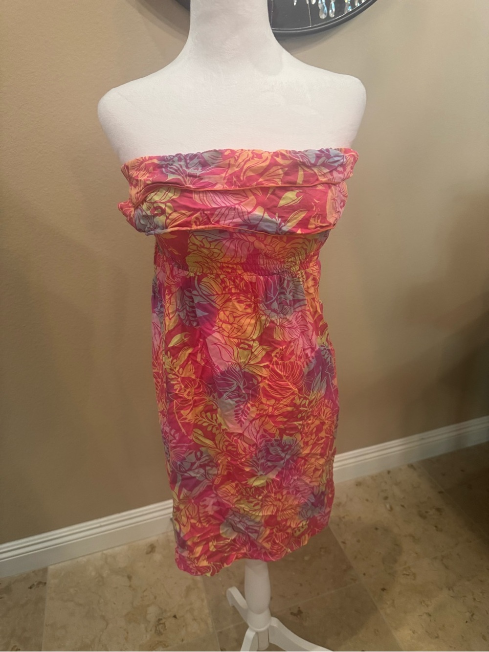 Strapless Floral Sundress in Pink, Yellow & Purple